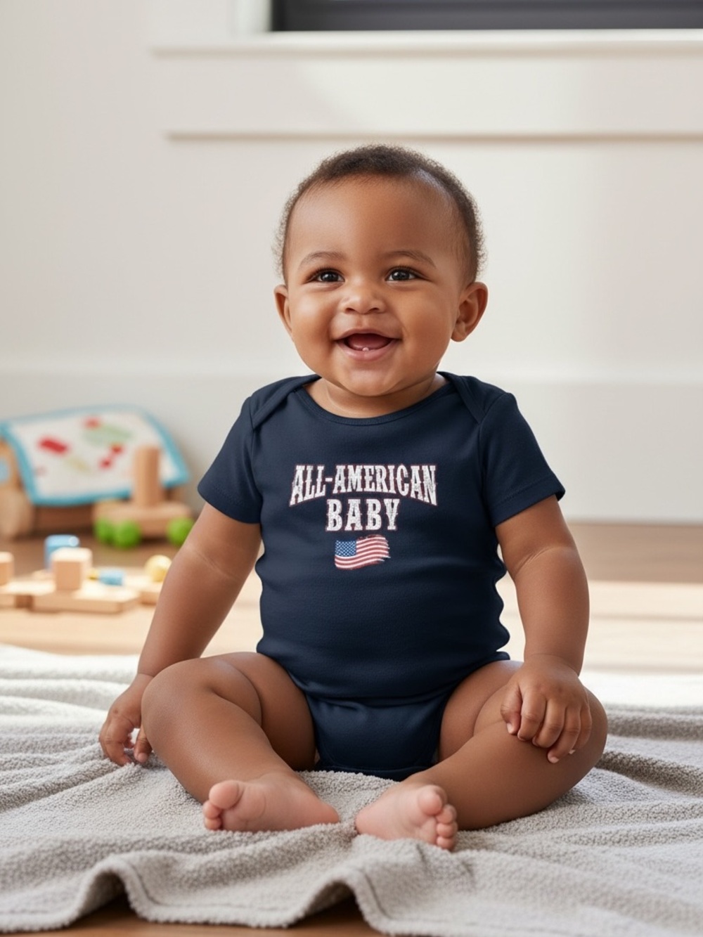 The Children’s Place All-American Unisex Baby Navy One-Piece Bodysuit NIP